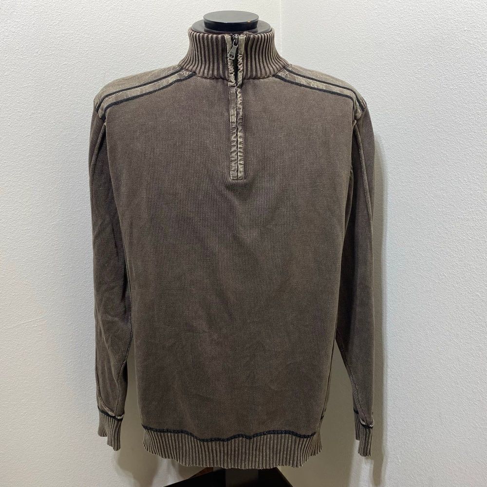 BKE Buckle Sweater Mens Size XL Athletic Fit Long Sleeve Brown 1/4 Zip Pullover